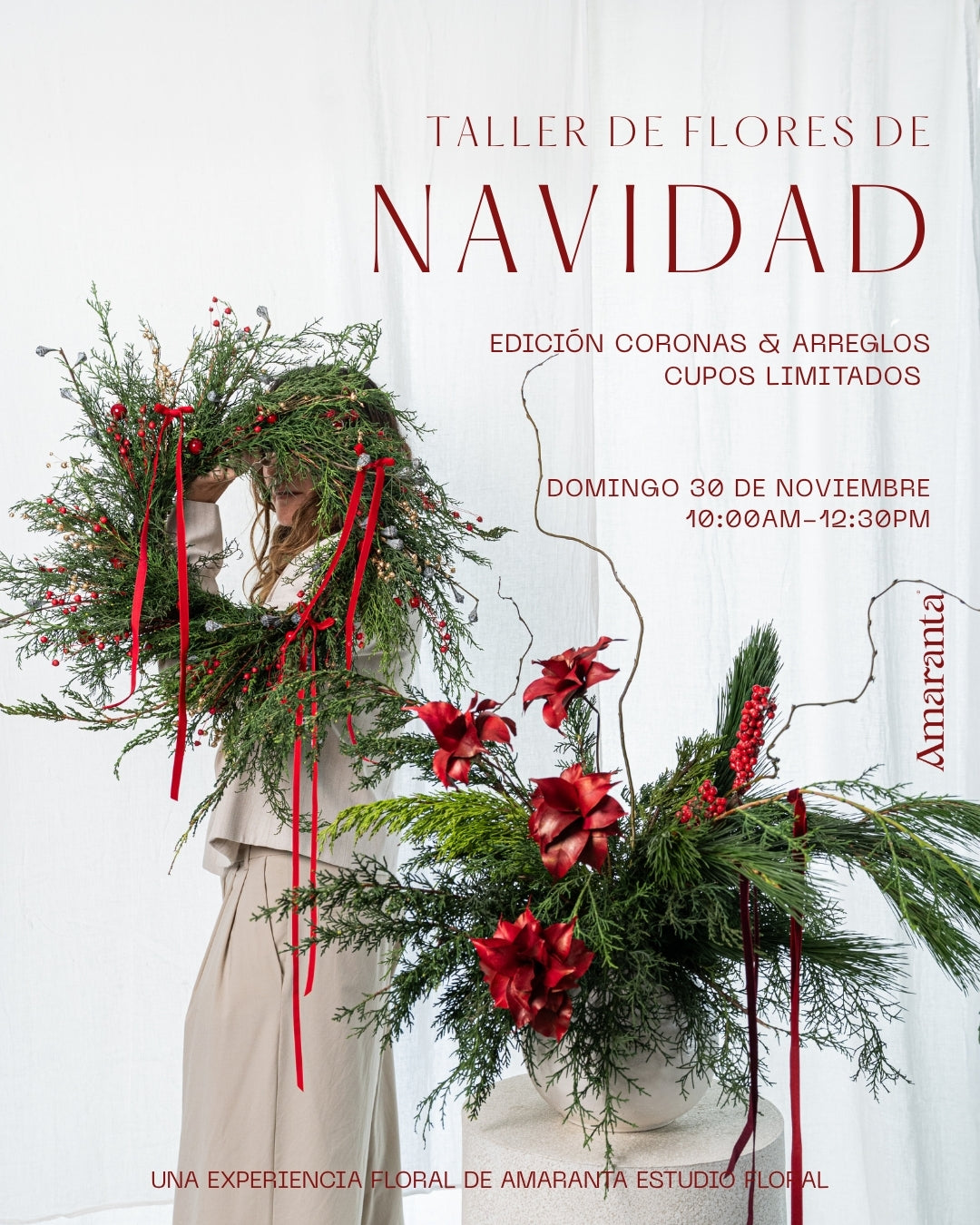 Domingo 30 nov - Taller arreglos de navidad x Amaranta Estudio Floral